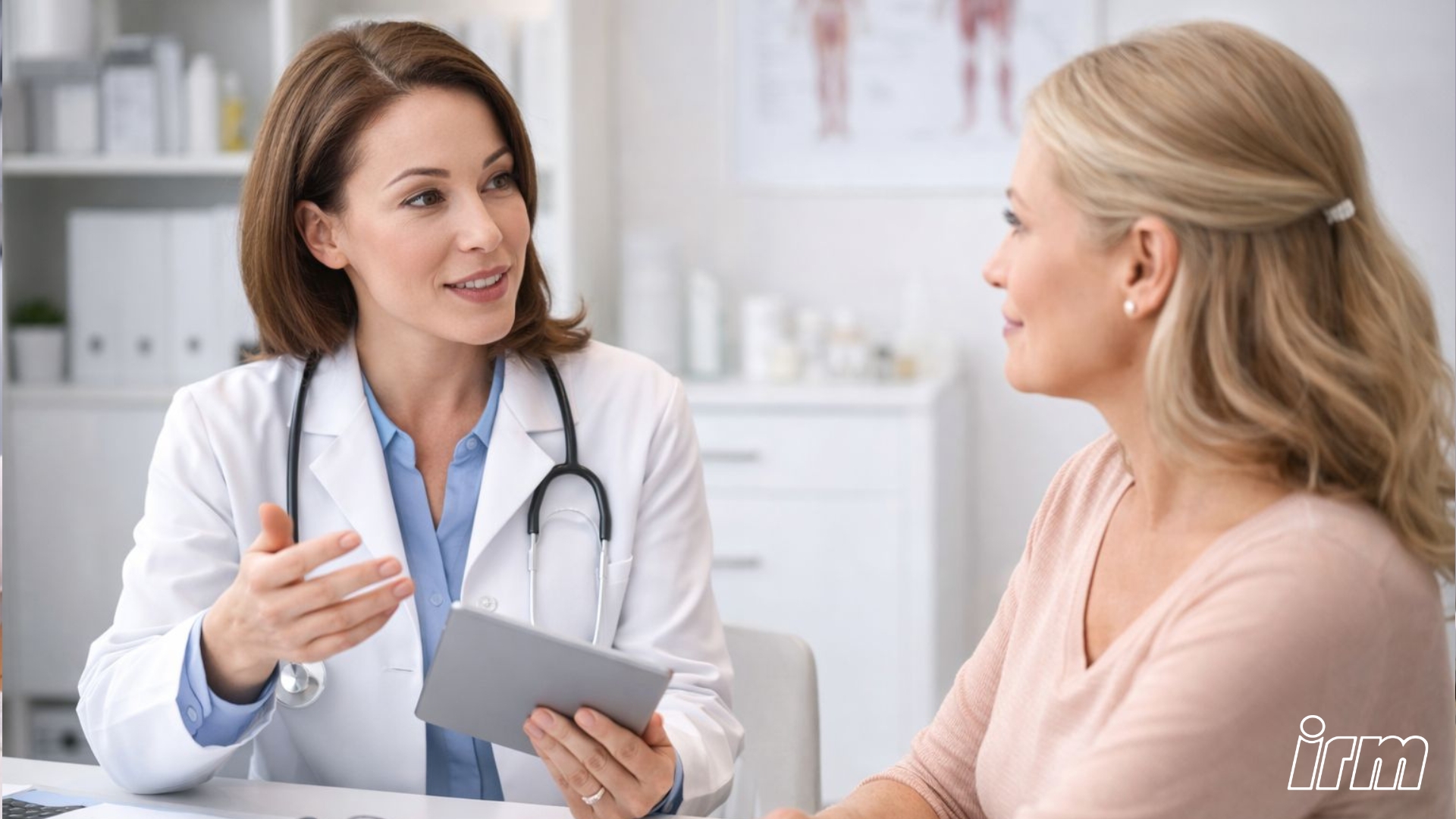 Una dottoressa con una paziente.