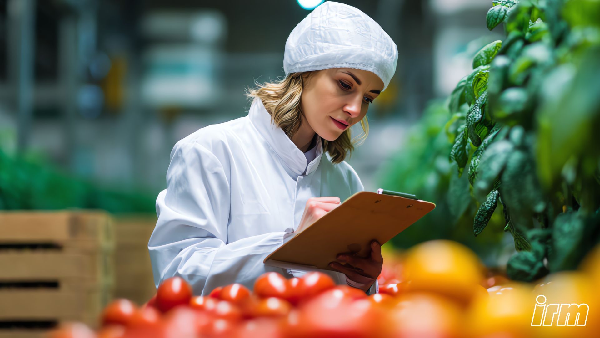 L'immagine rappresenta una donna che fa controlli sul cibo.