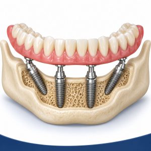 L'immagine è creata con AI e rappresenta un impianto dentale.